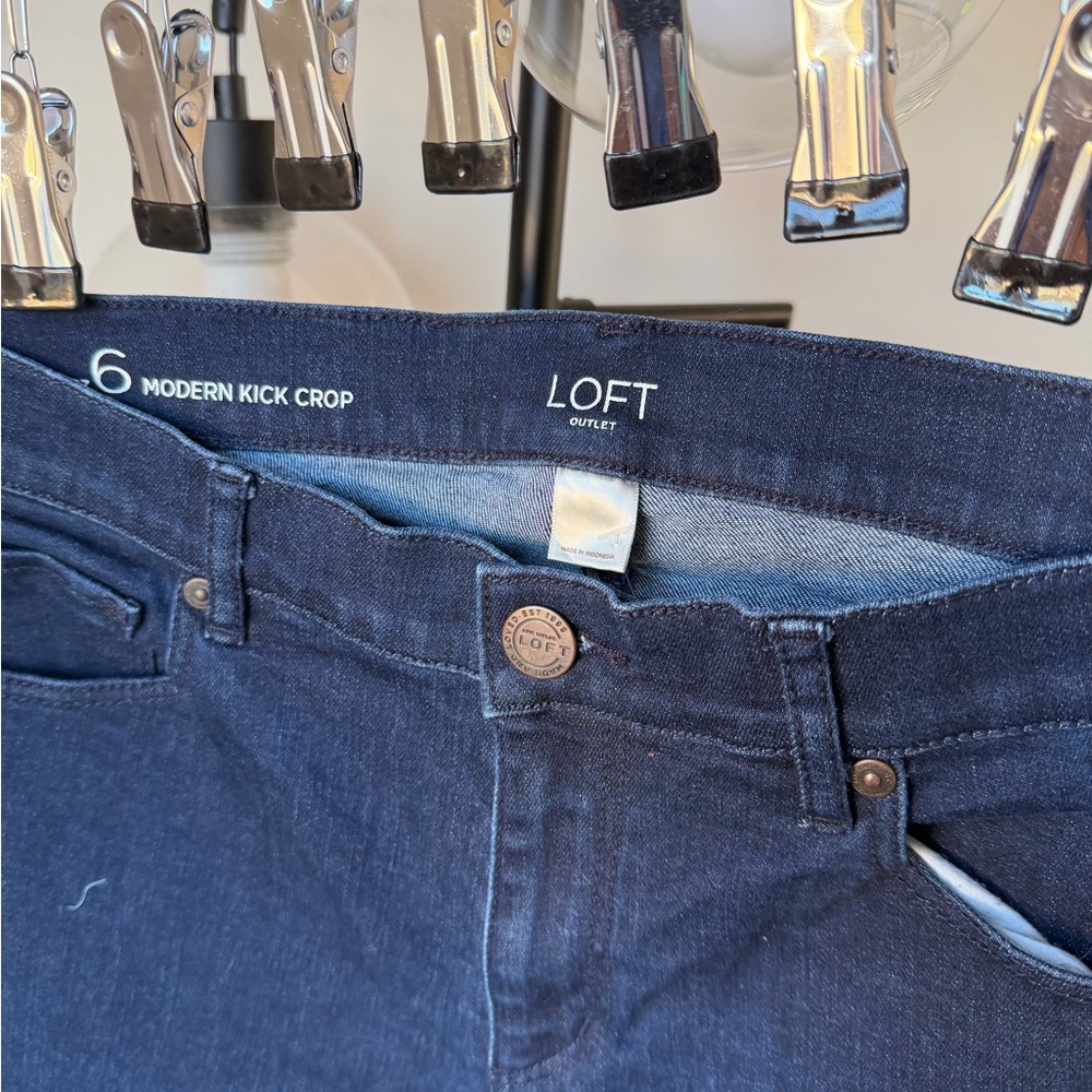 LOFT Dark Indigo Kick Crop Pants